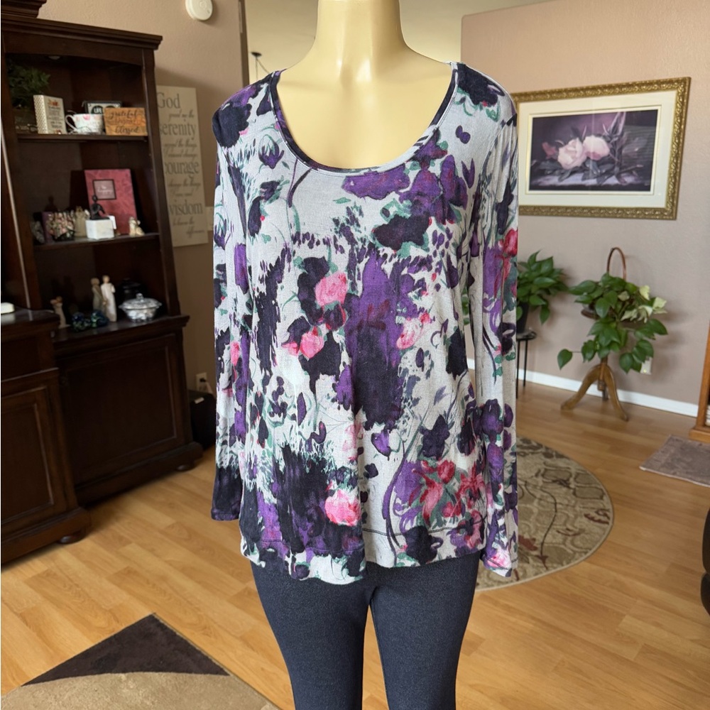 Simply Vera multicolored long sleeve blouse-size L